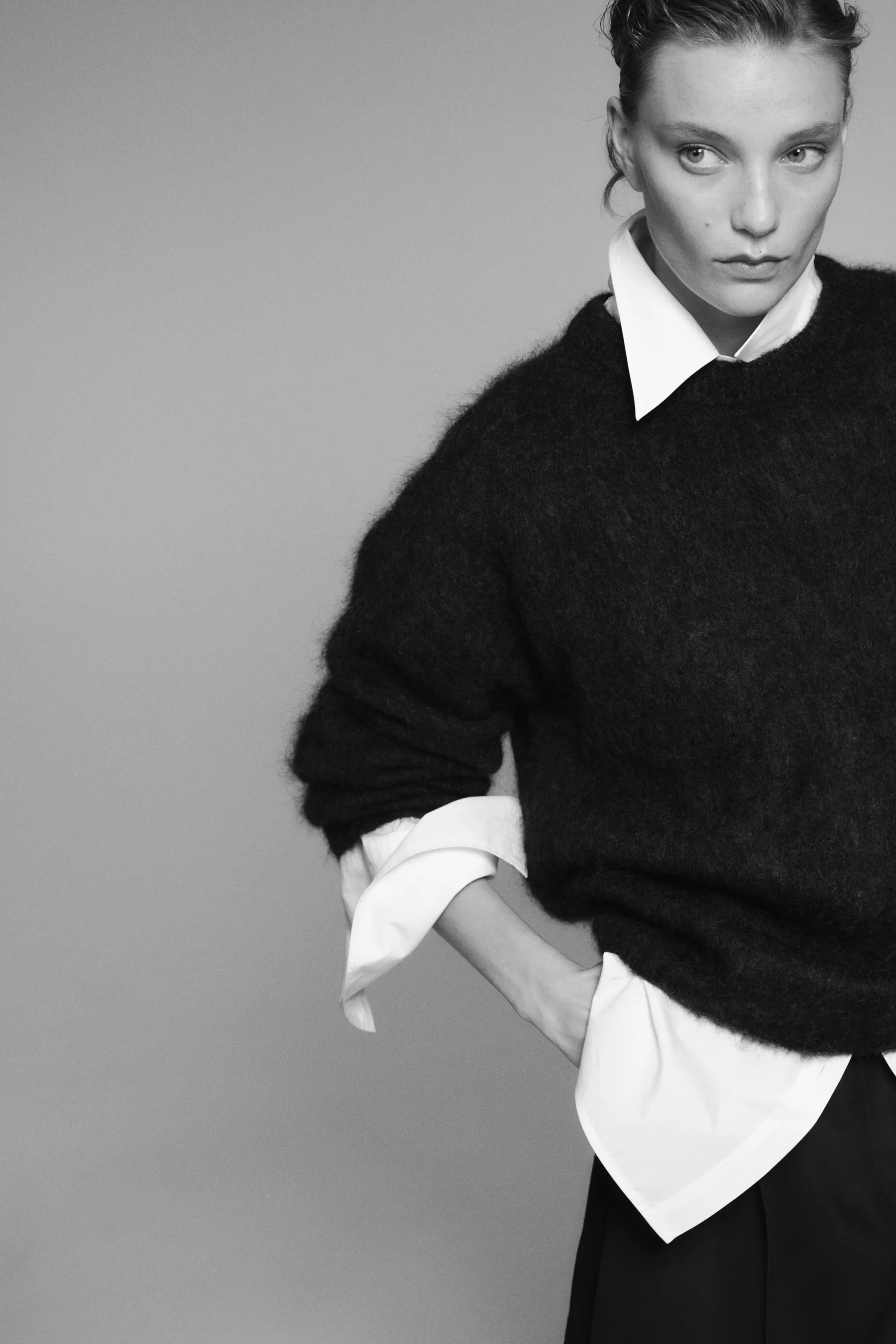 Pull oversize en mohair mélangé - Gris foncé