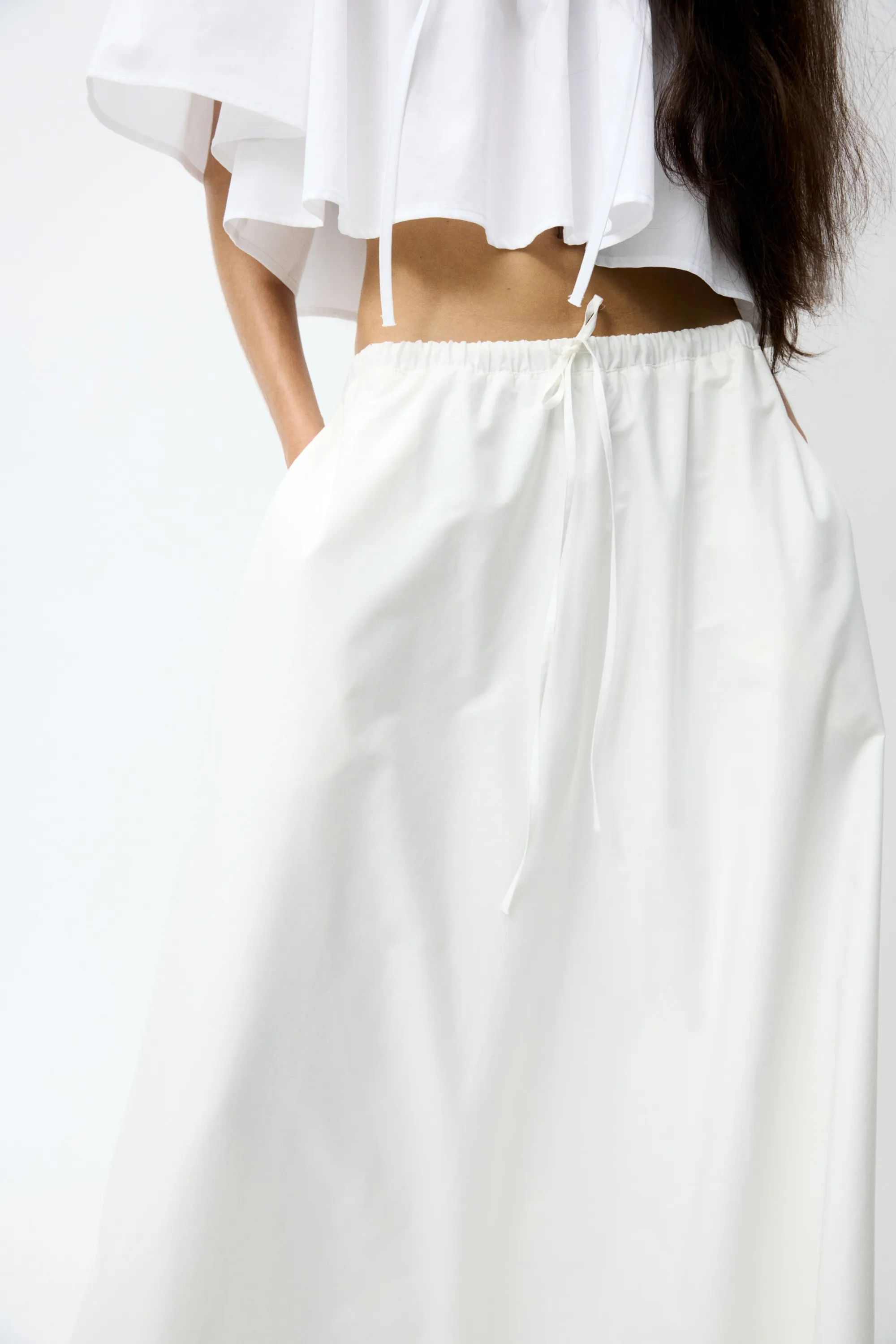 Jupe maxi en popeline de coton - Blanc