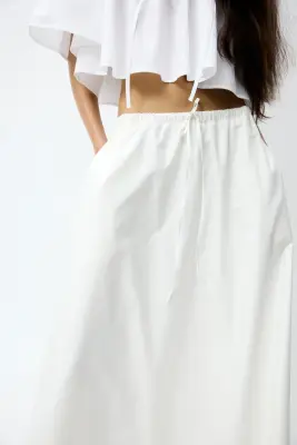 Jupe maxi en popeline de coton - Blanc — photo 1