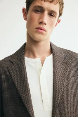 Veste légère Relaxed Fit - Marron foncé/carreaux — photo 2