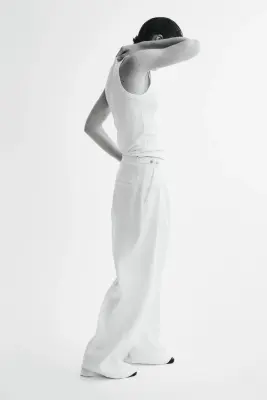 Pantalon chic en lin - Crème — photo 3