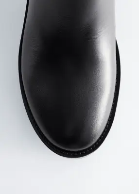 Bottes hauteur genou en cuir - Noir — photo 2