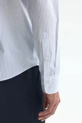 Chemise Slim Fit repassage facile - Bleu/rayé — photo 2