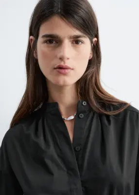 Robe ceinturée en coton - Noir — photo 2