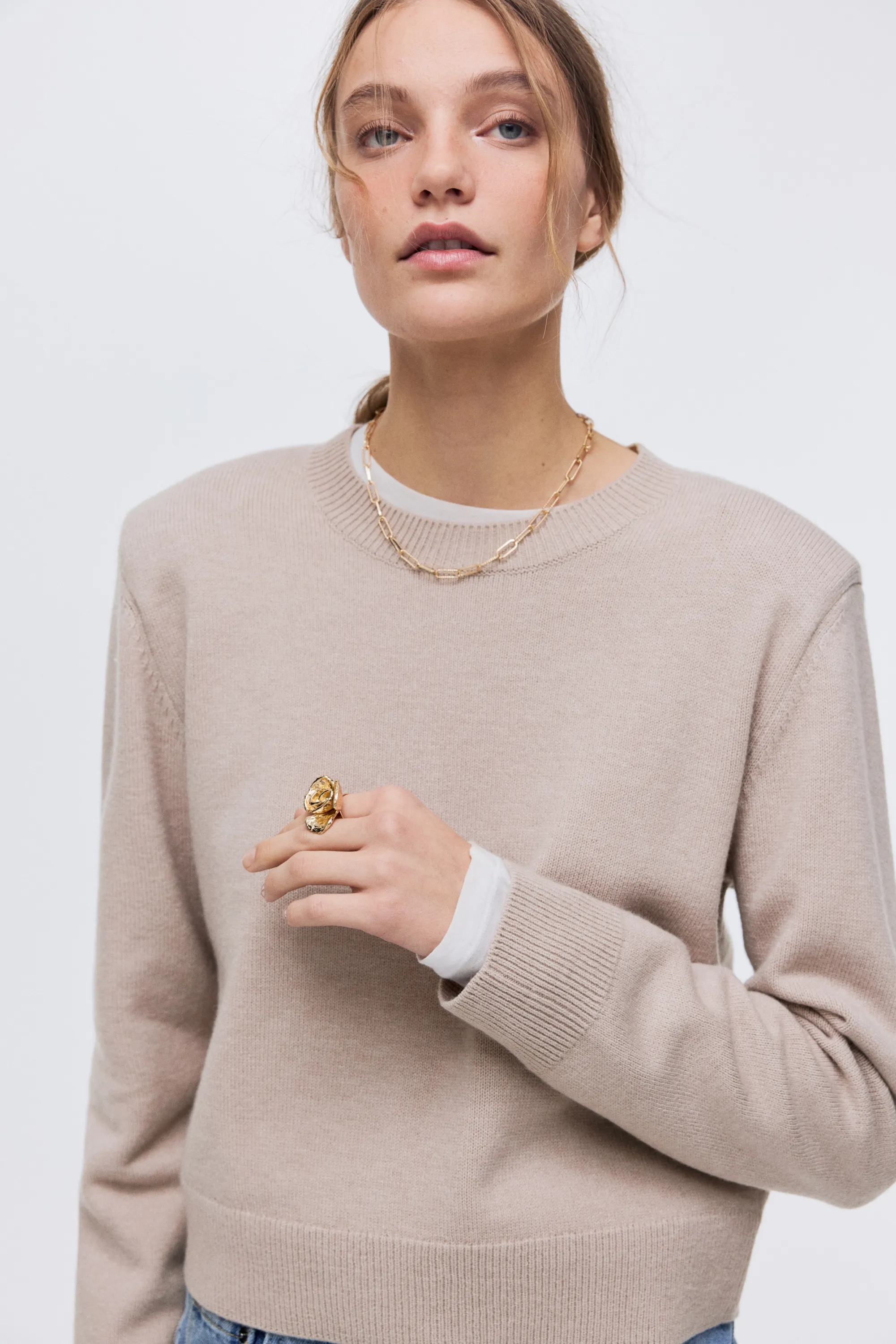 Pull à épaulettes - Taupe clair