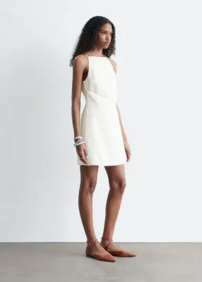 Robe courte en lin - Blanc — photo 3