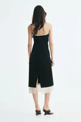 Robe bandeau à effet superposé - Noir/ivoire — photo 3