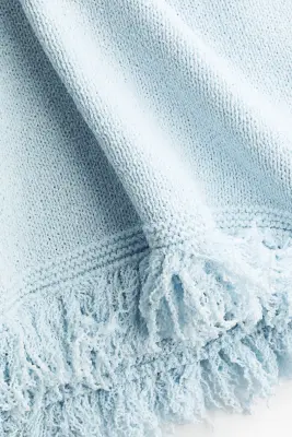 Top en maille avec franges - Bleu clair — photo 3