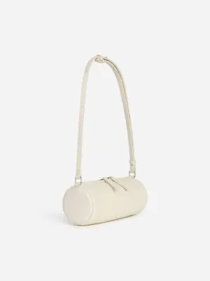 Sac à bandoulière cylindrique en cuir - Blanc cassé — photo 4