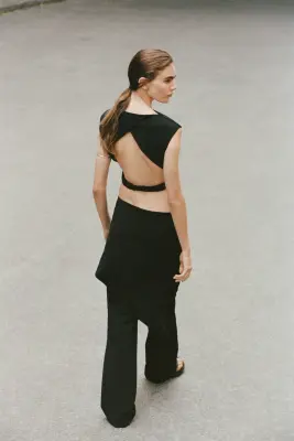 Pantalon chic avec jupe superposée - Noir — photo 3