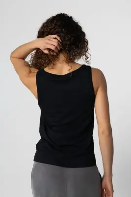 Débardeur Noir Col U Sans Manches en Lyocel, Tencel / Coton Organique — photo 4