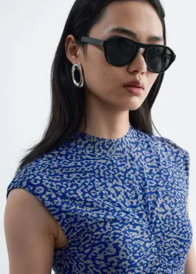 Lunettes de soleil à monture carrée arrondie - Noir — photo 3
