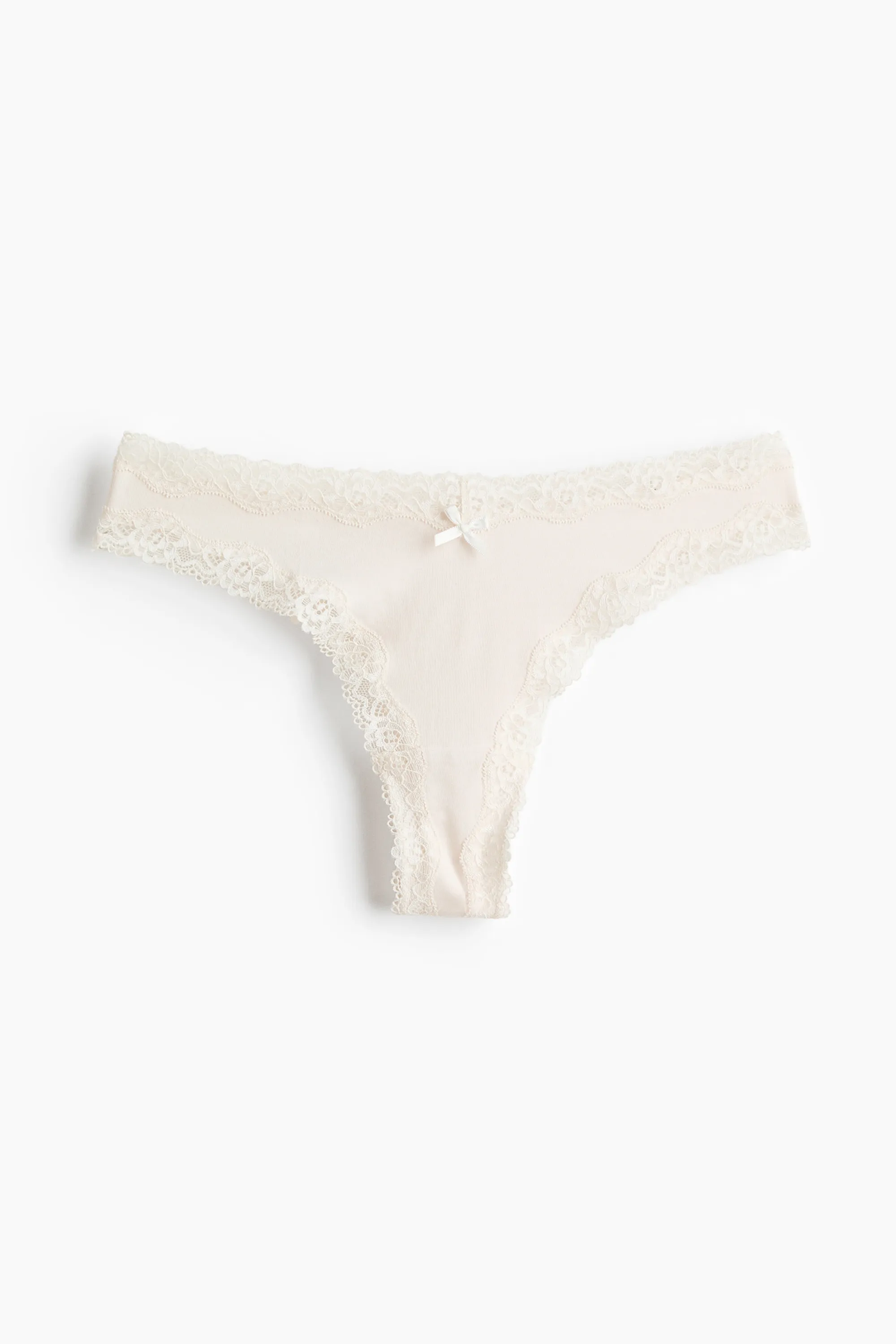 Lot de 5 culottes Brazilian en coton et dentelle - Bleu ancien/crème