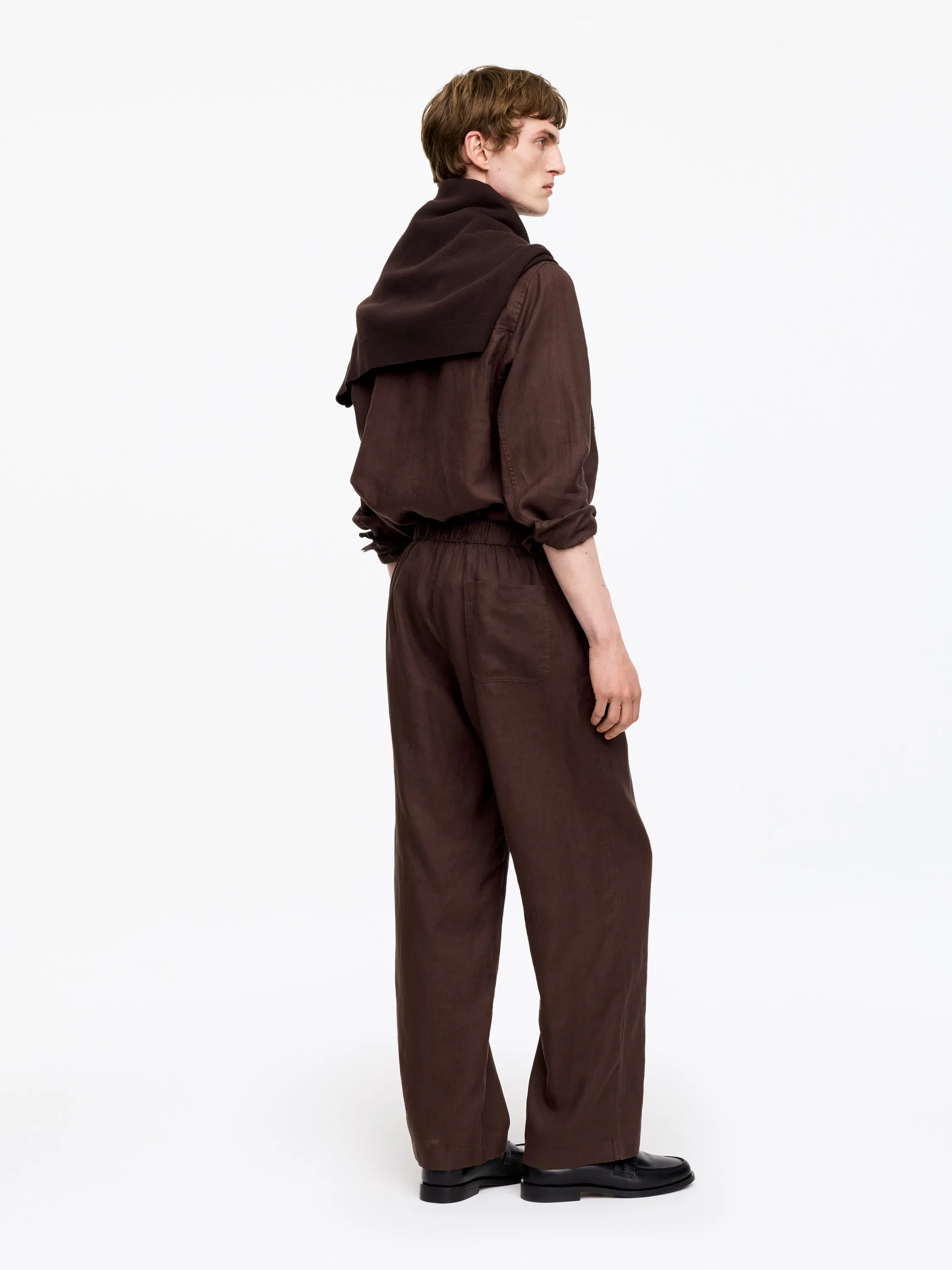 Pantalon en lin décontracté - Marron foncé