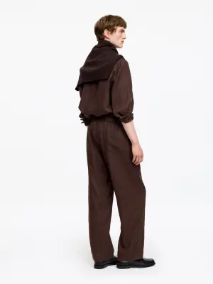 Pantalon en lin décontracté - Marron foncé — photo 1