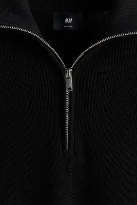 Pull Regular Fit avec col zippé - Noir — photo 4