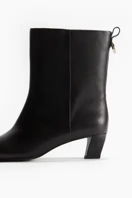 Bottines à talon en cuir - Noir — photo 1