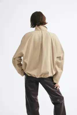 Veste oversize avec col entonnoir - Beige — photo 2