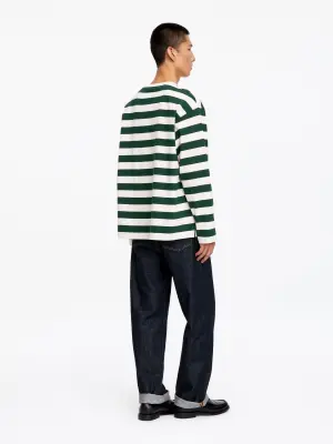 T-shirt décontracté à manches longues - Vert foncé/Écru — photo 2