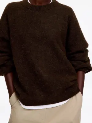 Pull en mélange de laine et d'alpaga - Marron foncé — photo 3