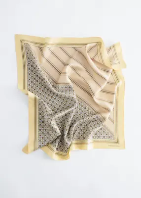 Foulard en soie imprimée - Jaune/Beige — photo 2