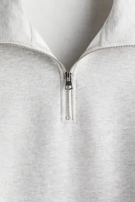 Sweat Loose Fit avec col zippé - Gris chiné — photo 4