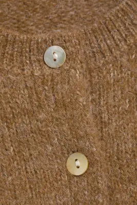 Cardigan en maille à manches courtes - Marron poudré — photo 4