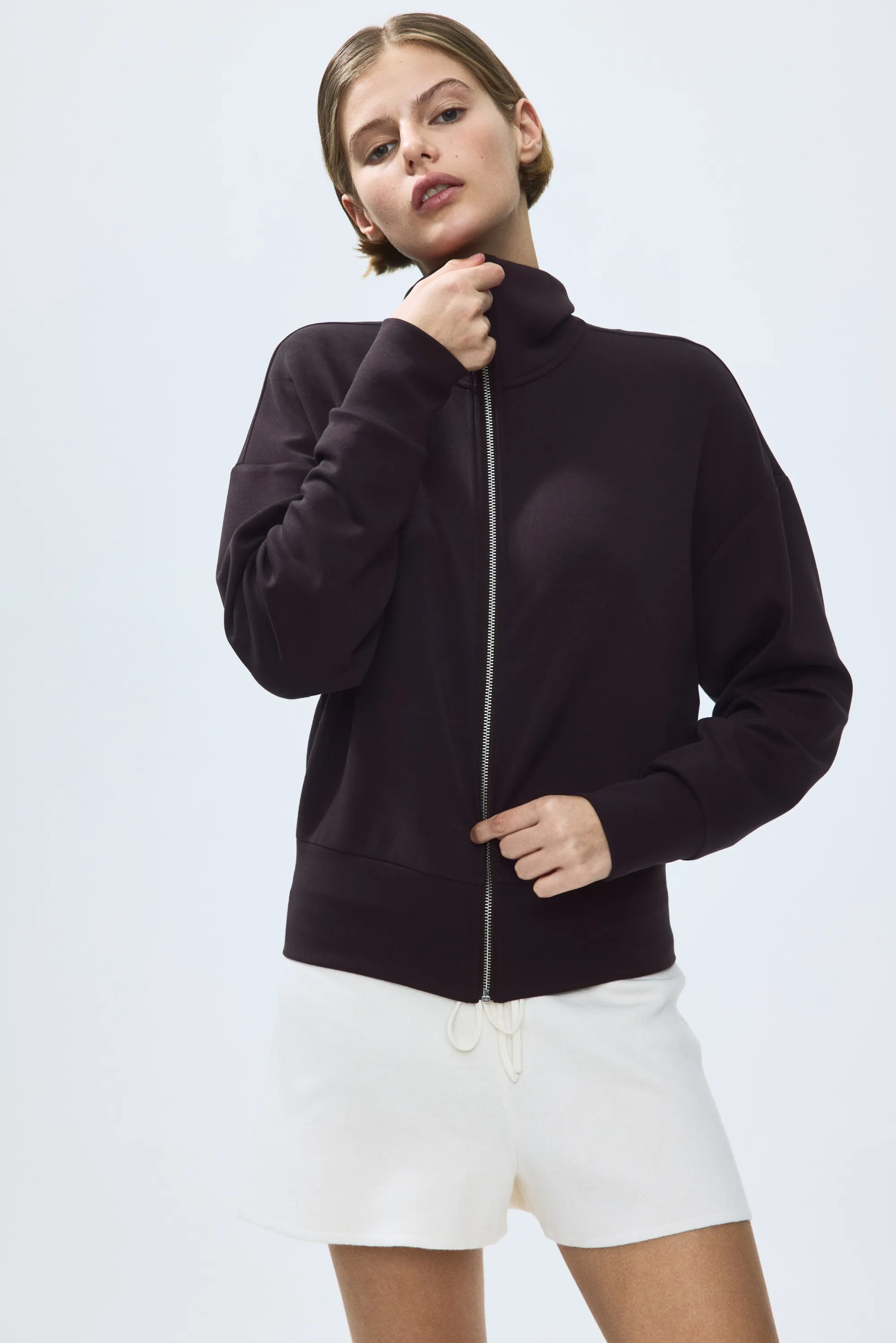 Veste de survêtement en jersey - Marron foncé