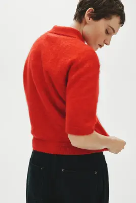 Polo en mohair mélangé - Rouge — photo 4