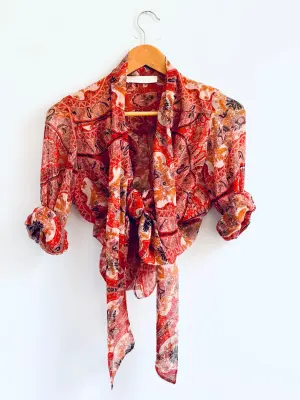 Chemise cravate en soie rousse — photo 4