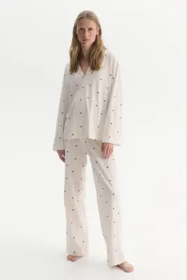 MAMA Pyjama en coton - Crème/cœurs — photo 2