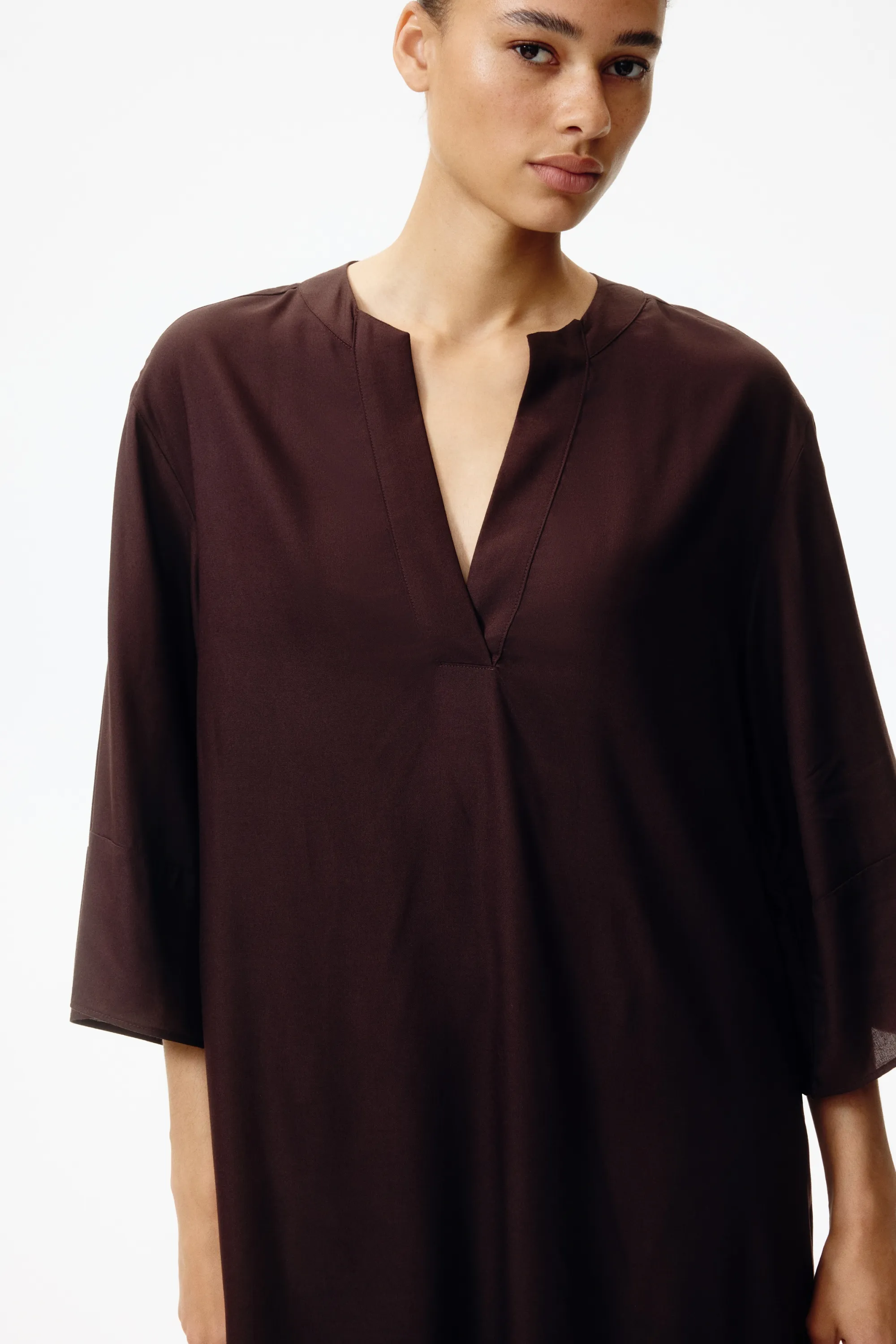 Robe tunique en viscose - Marron foncé