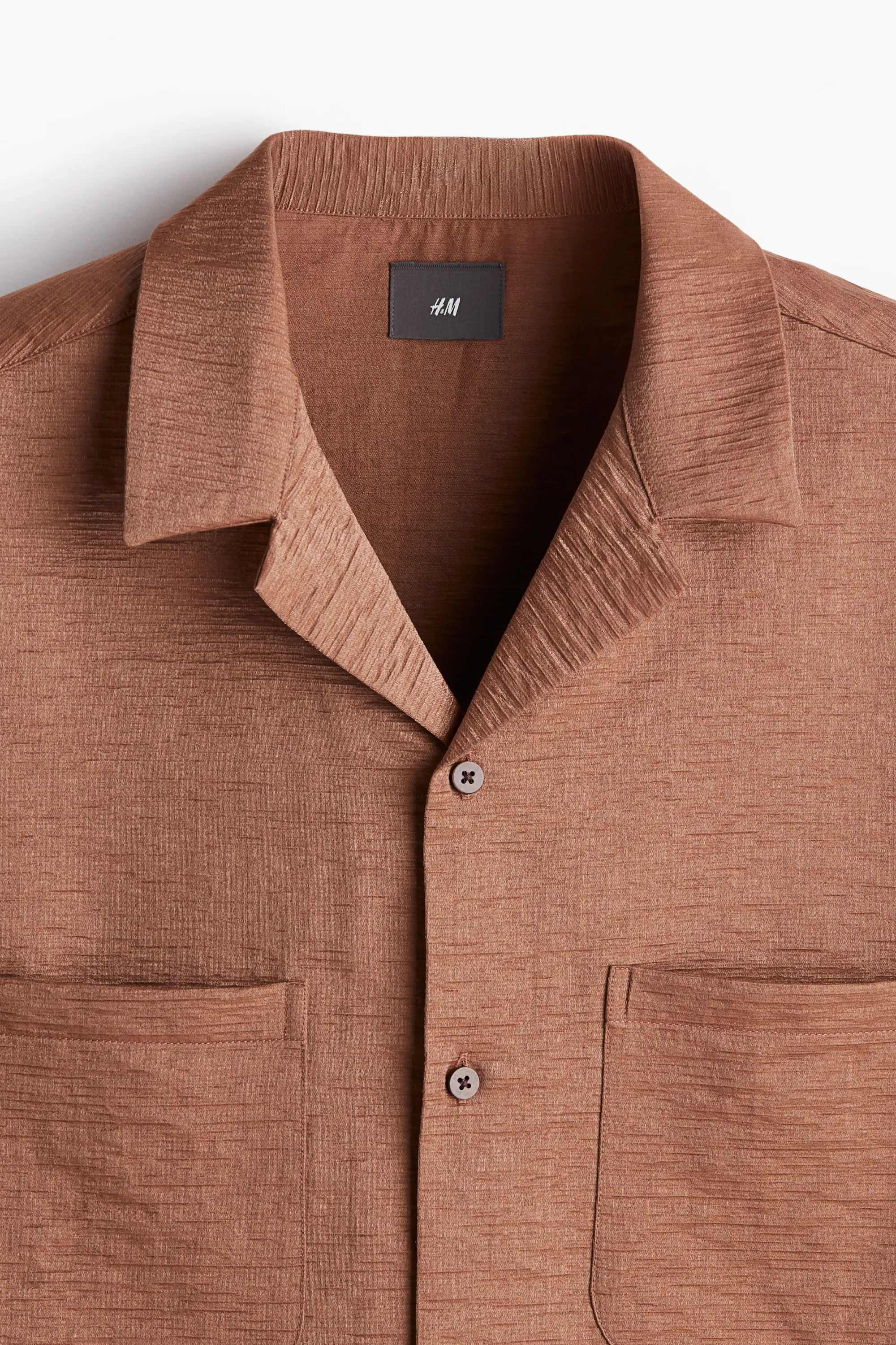 Chemise Loose Fit avec col cubain - Beige foncé