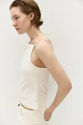 Top à bretelles fines - Crème — photo 2