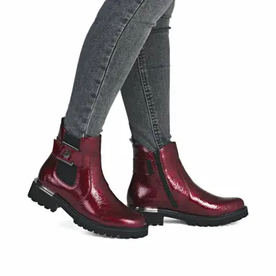 Bottines Remonte D8684-33 Rouges - Cuir Lacets Grande Pointure Femme — photo 5