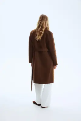 Manteau fait main en laine mélangée - Marron — photo 2