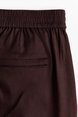 Pantalon Easy-care Loose Fit en lin mélangé - Marron foncé — photo 4