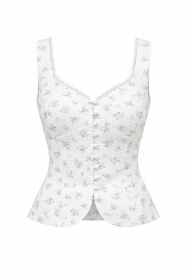 Eda Cotton Blouse - Cream lavender floral — photo 5