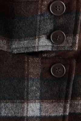 Veste à col entonnoir en feutre - Marron/carreaux — photo 4