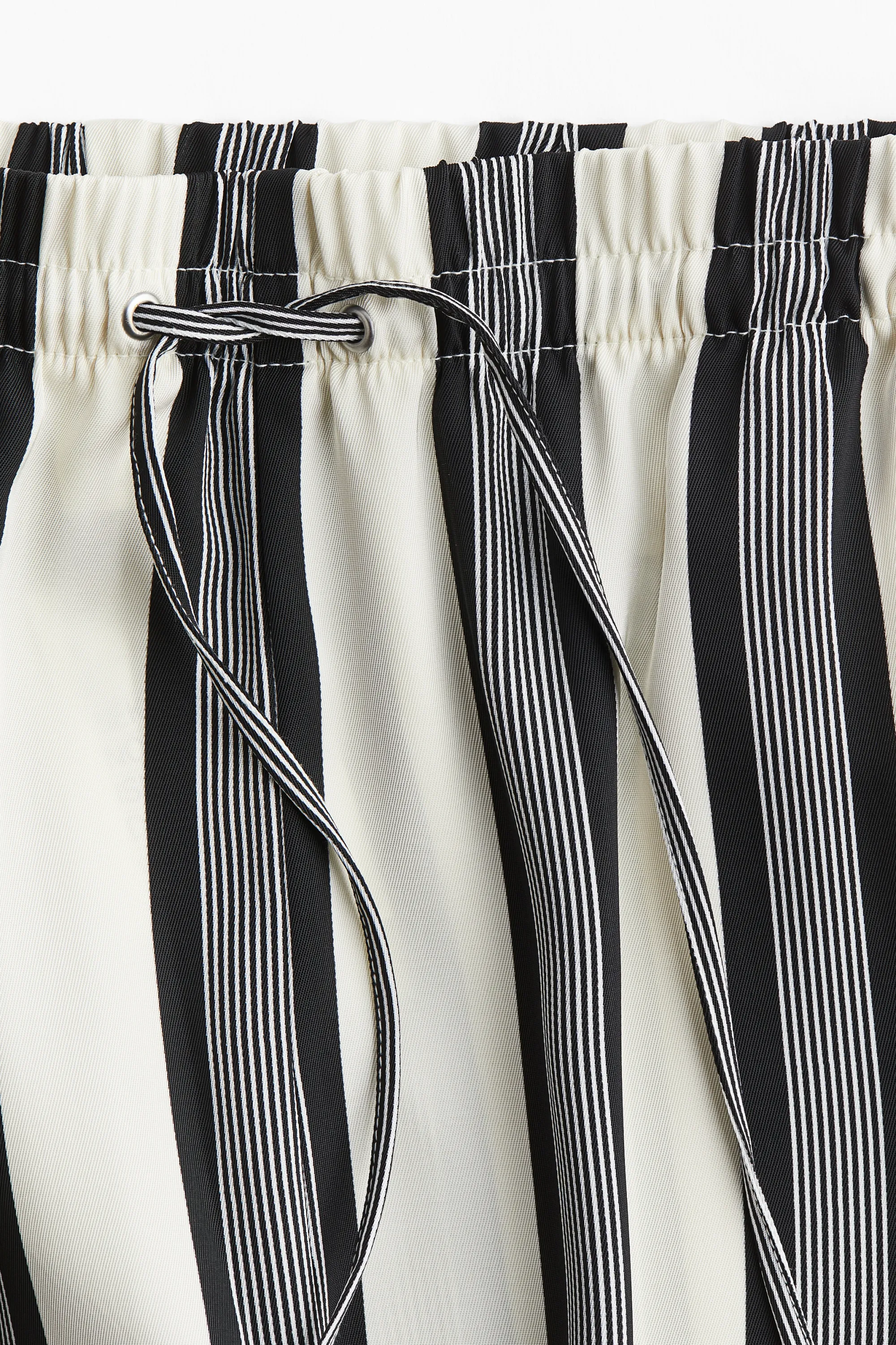 Pantalon large avec cordon de serrage - Crème/rayures noires