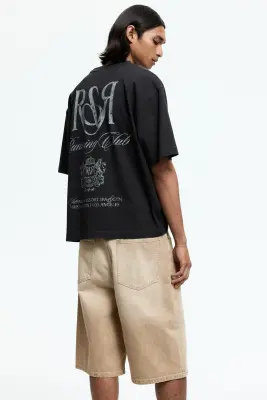 Short Baggy en denim - Beige — photo 3