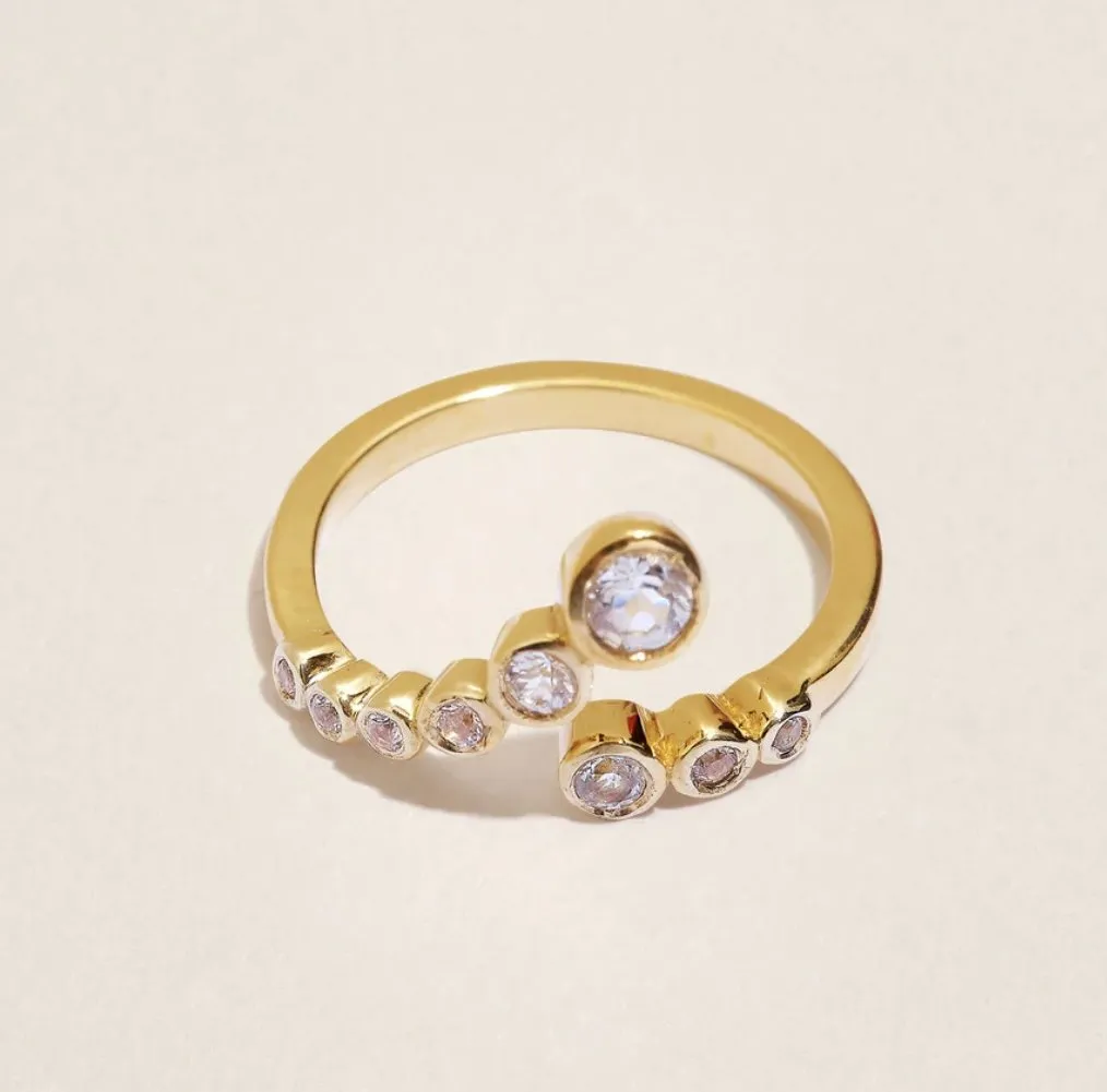 Nouveau ! UCCIANI Bague Spirale Topaze Blanche