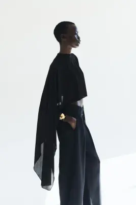 Top cape en jersey - Noir — photo 1