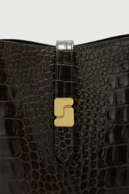 SAC BELLO MINI VERT OLIVE EFFET CROCO — photo 5