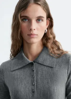 Robe-chemise en maille - Gris — photo 3