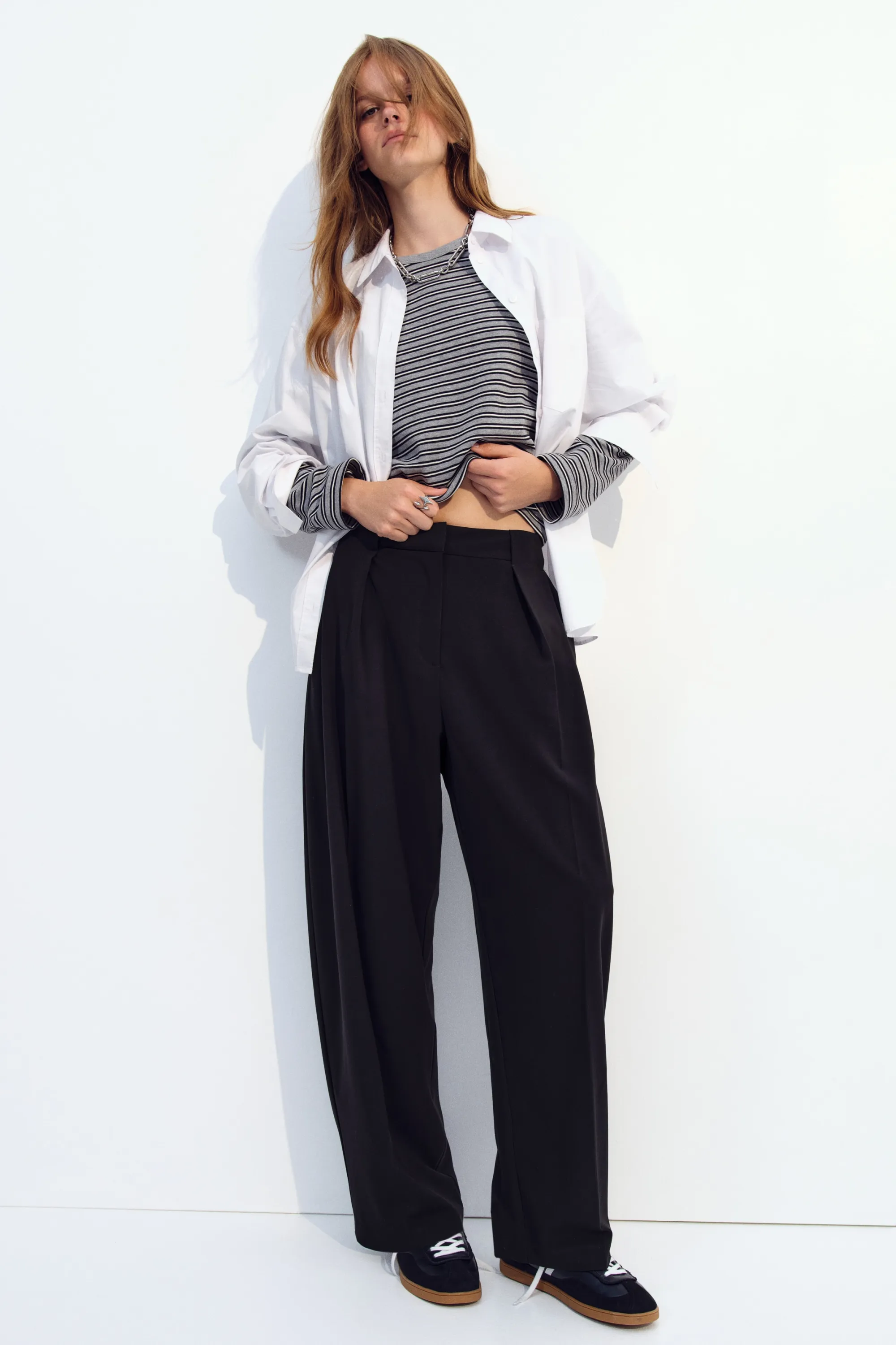 Pantalon barrel à pinces - Noir