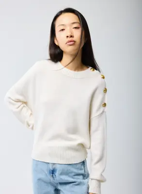 Pull Milk Col Rond Manches Longues en Laine / Cachemire — photo 5
