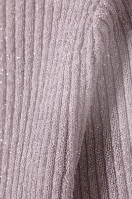 Pull ajusté en maille à col en V - Rose clair — photo 4