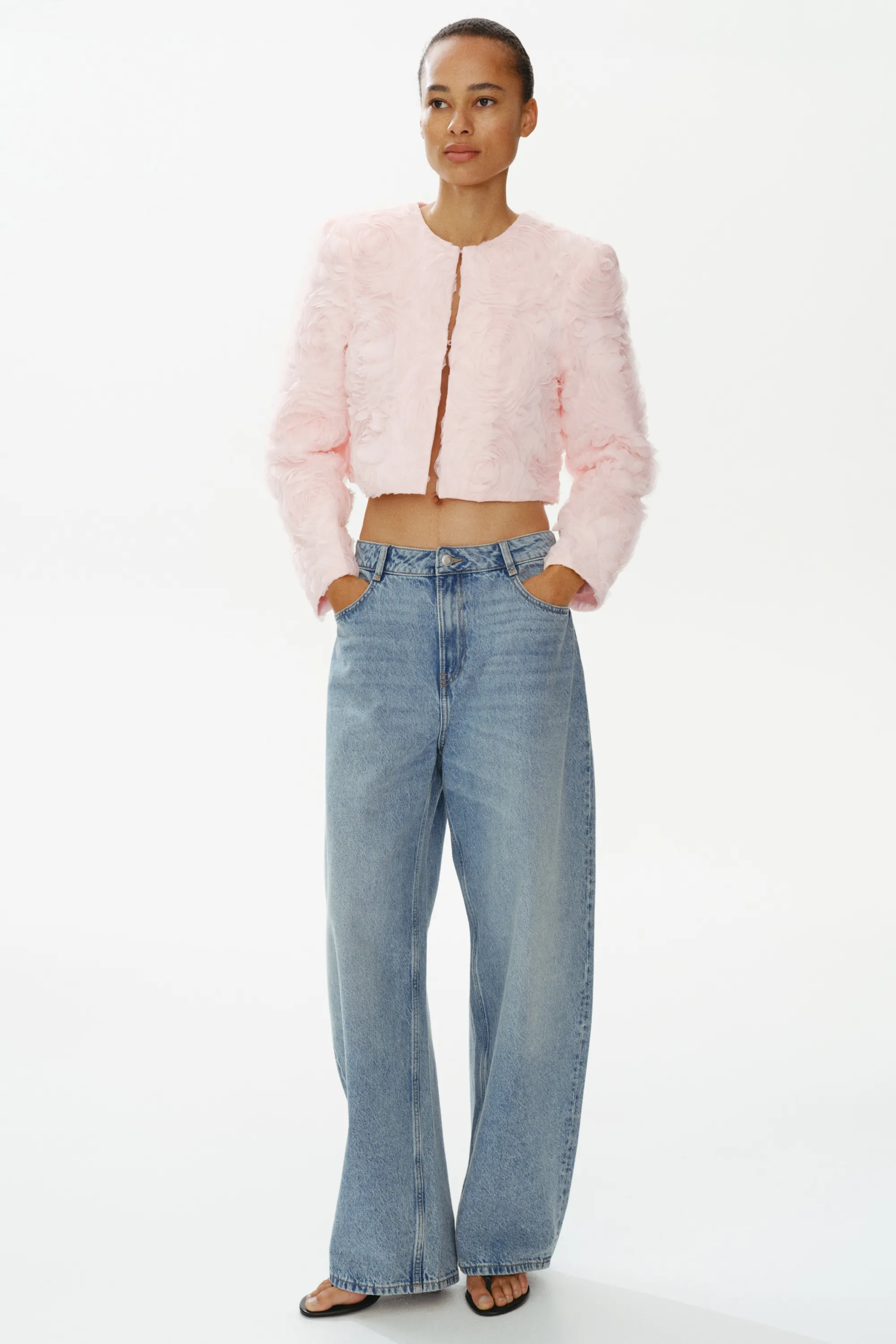 Veste courte avec application - Rose clair