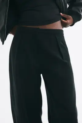 Pantalon barrel en viscose mélangée - Noir — photo 2